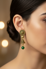 Maroon Antique Look Floral Jhumka Earrings – Gold-Tone