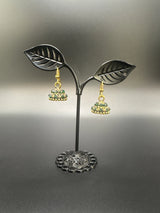 Gold-Tone Stone Studded Dome Jhumka Earrings - Multi Colours Jewelry JCS Fashions Green 1.00 inch