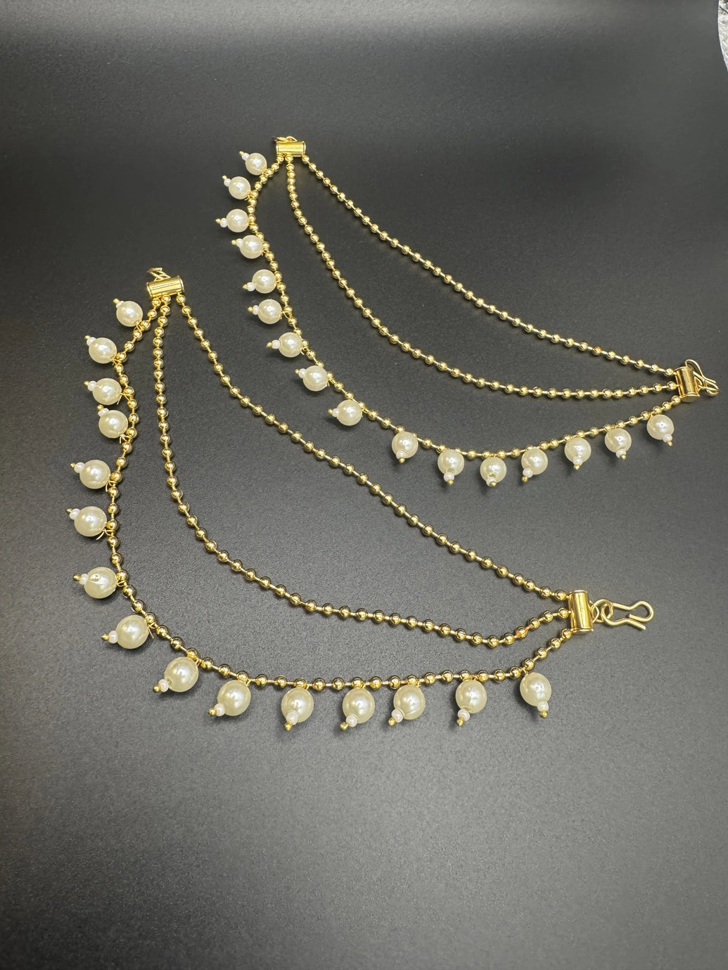 Gold-Tone Pearl Ear Chain (Maatal) for Women – 5.5 inch Jewelry JCS Fashions