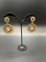 Traditional Circular Drop Earrings in Antique Gold Tone Jewelry JCS Fashions Gold 1.75 inch