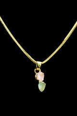 Gold-Tone Neck Set with Delicate Stone Pendant for Traditional Ethnic Wear - Gold