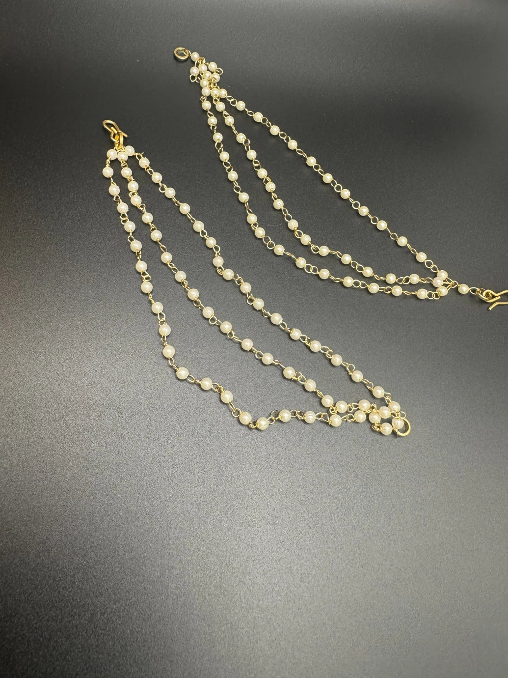 Traditional South Indian Pearl Maatal Ear Chain - 5.5 inch Jewelry JCS Fashions