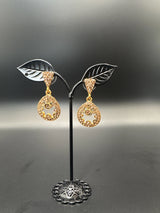 Antique Gold-Tone Circular Drop Earrings with Crystal & Beads Jewelry JCS Fashions Gold 1.50 inch