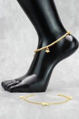 Gold-Tone Traditional South Indian Anklet with Multi-Color Stones and Jhumka Motifs for Women - Gold