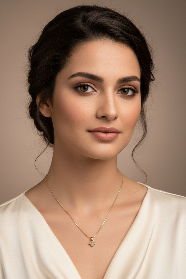 Gold-Tone Stone Pendant Chain Necklace Set for Women | Ethnic Neckwear Jewellery