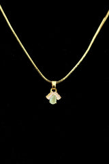 Gold-Tone Stone Pendant Chain Necklace Set for Women | Ethnic Neckwear Jewellery - Gold