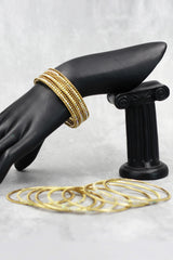 Gold-Tone Crystal Bangles with Multicolour Stones for Festive Wear, Wedding Jewellery - Gold