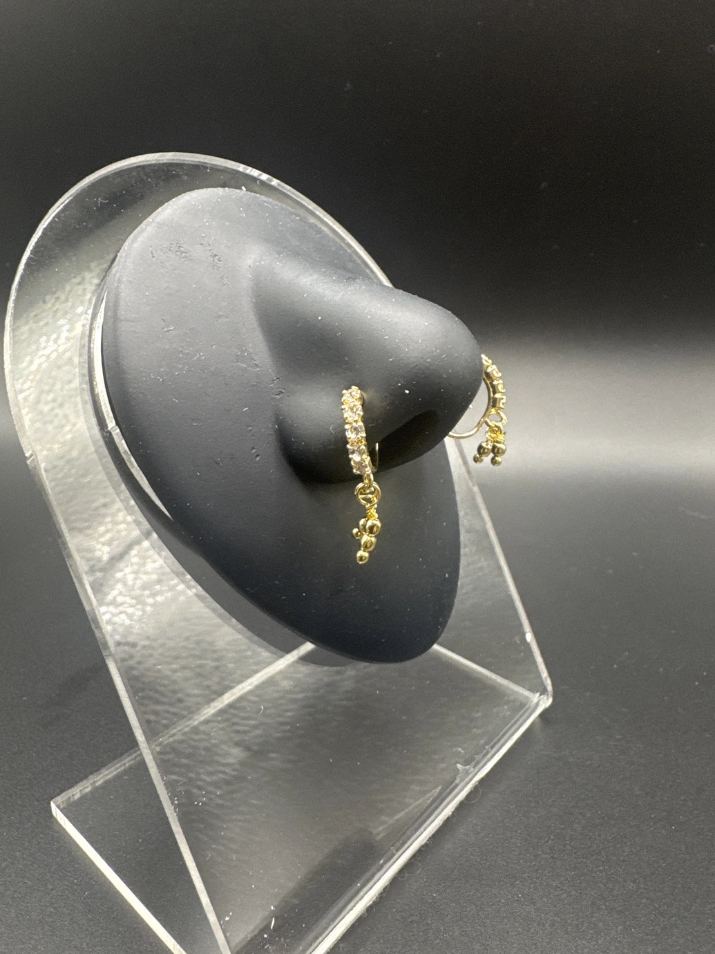 Gold-Tone Crystal Nath Nose Pin - Dual-Use Nose Ring & Clip-On Earring Jewelry JCS Fashions