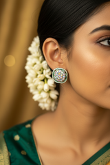 Round Sparkling Crystal Stud Earrings for Women - 0.6 inch