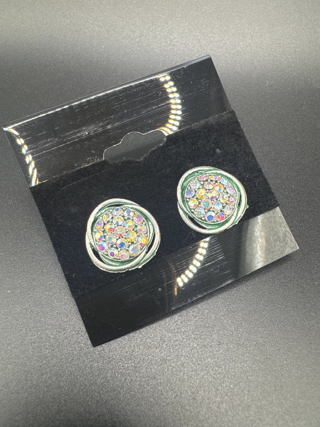 Round Sparkling Crystal Stud Earrings for Women - 0.6 inch