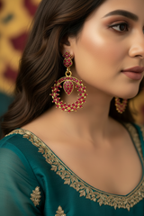 Gold-Tone Crystal Circular Drop Earrings –  1.75 inch