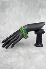 Multicolour Crystal Bangles Set with Gold-Tone Sparkle for Festive, Wedding & Ethnic Wear - Green