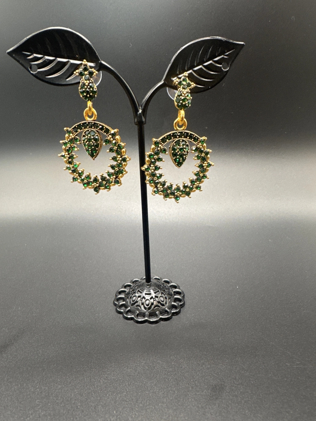 Gold-Tone Crystal Circular Drop Earrings –  1.75 inch