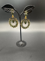 Gold-Tone Crystal Circular Drop Earrings – 1.75 inch Jewelry JCS Fashions Green 1.75 inch