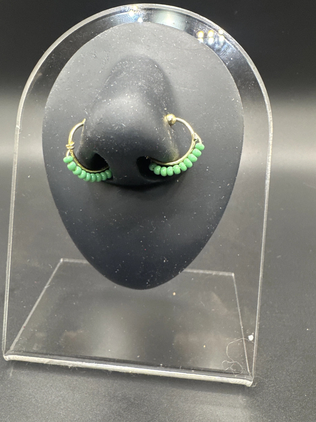 Gold-Tone Beaded Clip-On Nath Nose Ring - Half Hoop Indian Nose Pin Jewelry JCS Fashions