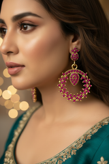 Gold-Tone Crystal Circular Drop Earrings –  1.75 inch
