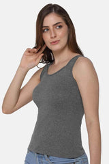 Grey Sleeveless Tank Top - Round Neck High Back Innerwear, Slim Fit TankTop JCS Fashions