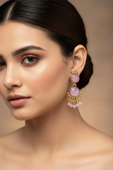 Yellow Gold-Tone Multicolor Beaded Ethnic Jhumka