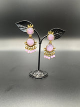 Gold-Tone Multicolor Beaded Ethnic Jhumka Dangler Earrings Jewelry JCS Fashions Lavendar 1.75 inch