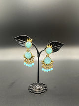 Gold-Tone Multicolor Beaded Ethnic Jhumka Dangler Earrings Jewelry JCS Fashions Light Blue 1.75 inch