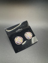 Round Sparkling Crystal Stud Earrings for Women - 0.6 inch Jewelry JCS Fashions Maroon 0.6 inch