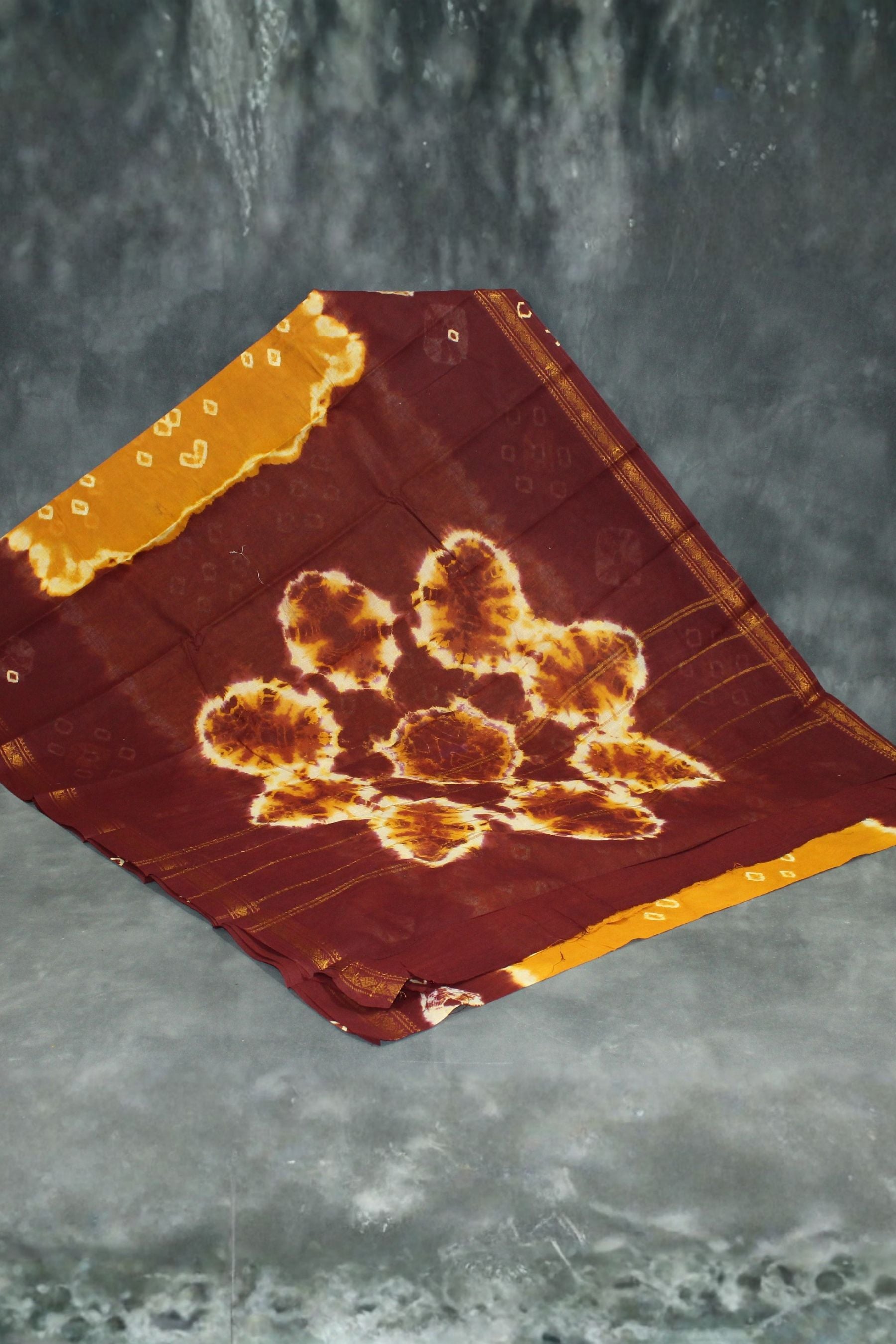 Mustard Yellow Sungudi Bandhani Cotton Saree with Golden Zari Border Saree JCS Fashions