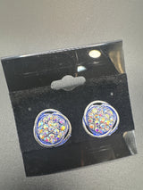 Round Sparkling Crystal Stud Earrings for Women - 0.6 inch Jewelry JCS Fashions Navy Blue 0.6 inch
