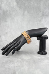 Multicolour Crystal Bangle Set with Gold-Tone Sparkle & Bead Detailing for Festive Wear, Weddings - Peach