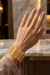Traditional Gold-Plated Beaded Bangles Set with Stone Work for Festive Wear (Orange/Peach/Black) - Peach
