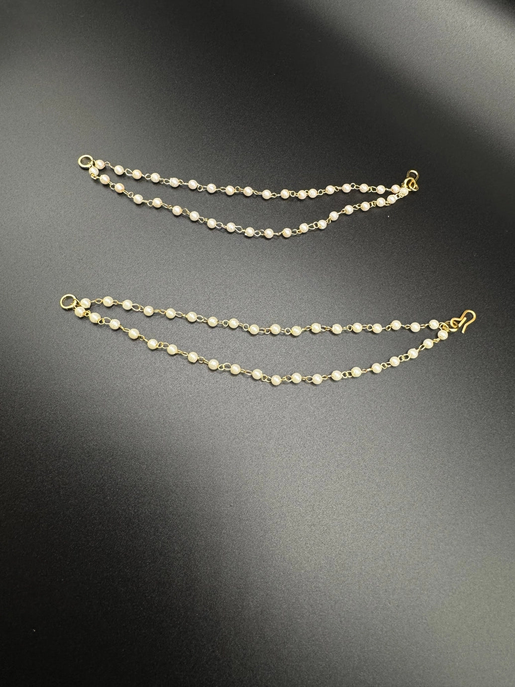 Pearl Maatal Ear Chain for Women - Double Strand Pearl Bead Ear Chain Jewelry JCS Fashions