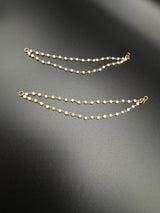 Pearl Maatal Ear Chain for Women - Double Strand Pearl Bead Ear Chain Jewelry JCS Fashions