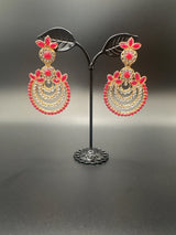 Traditional Gold-Tone Teardrop Earrings with Bead Work - 2.5 inch Jewelry JCS Fashions Pink 2.5 inch