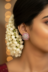 Round Sparkling Crystal Stud Earrings for Women - 0.6 inch