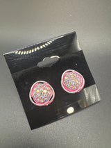 Round Sparkling Crystal Stud Earrings for Women - 0.6 inch Jewelry JCS Fashions Pink 0.6 inch