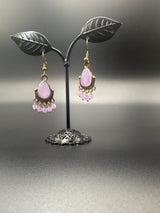 Traditional Teardrop Gold-Plated Beaded Dangle Earrings Jewelry JCS Fashions Purple 1.5 inch
