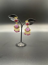 Gold-Tone Multicolor Beaded Ethnic Jhumka Dangler Earrings Jewelry JCS Fashions Purple 1.75 inch