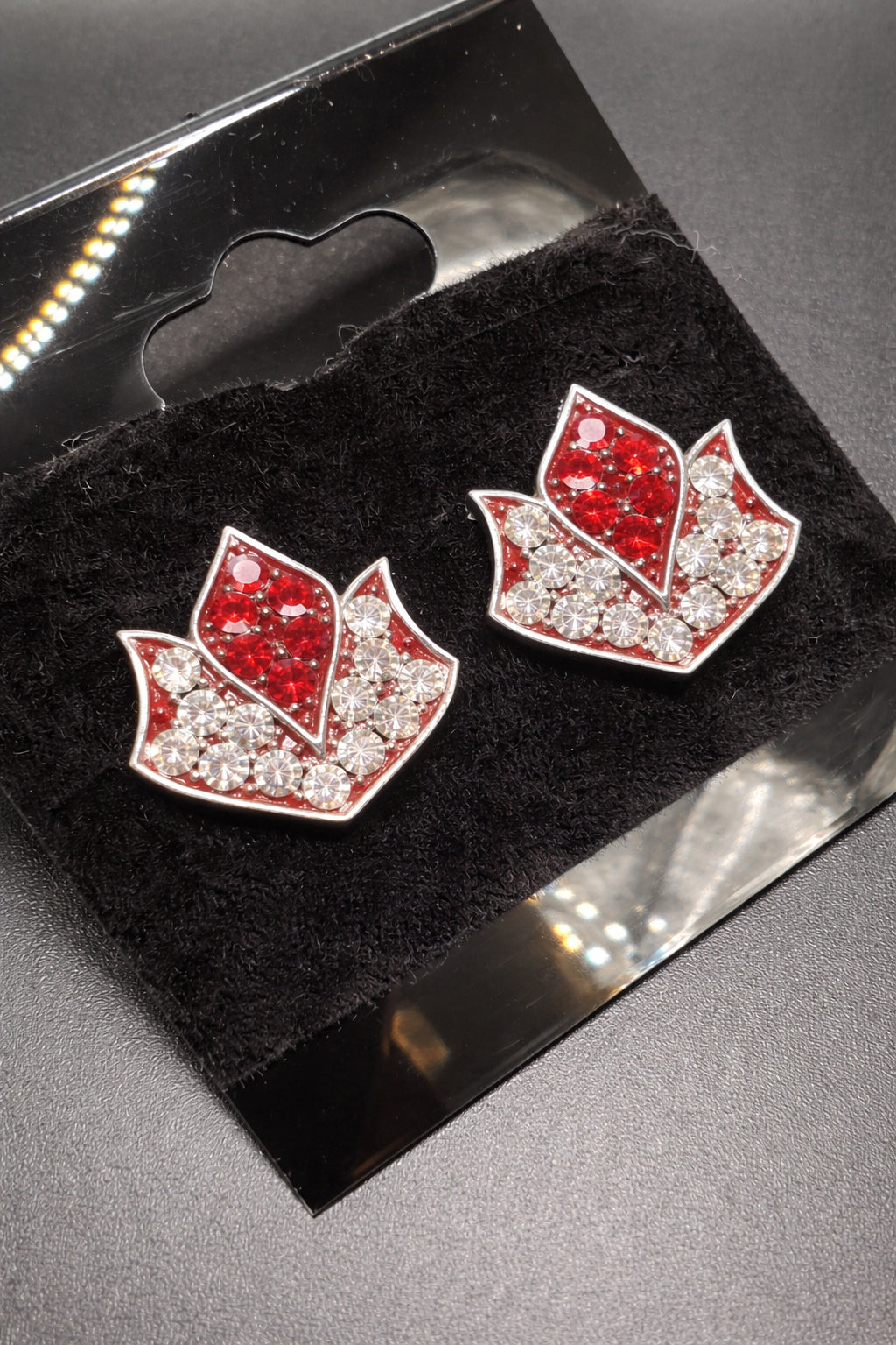 Lotus Design Crystal Stud Earrings for Women - 0.7 inch