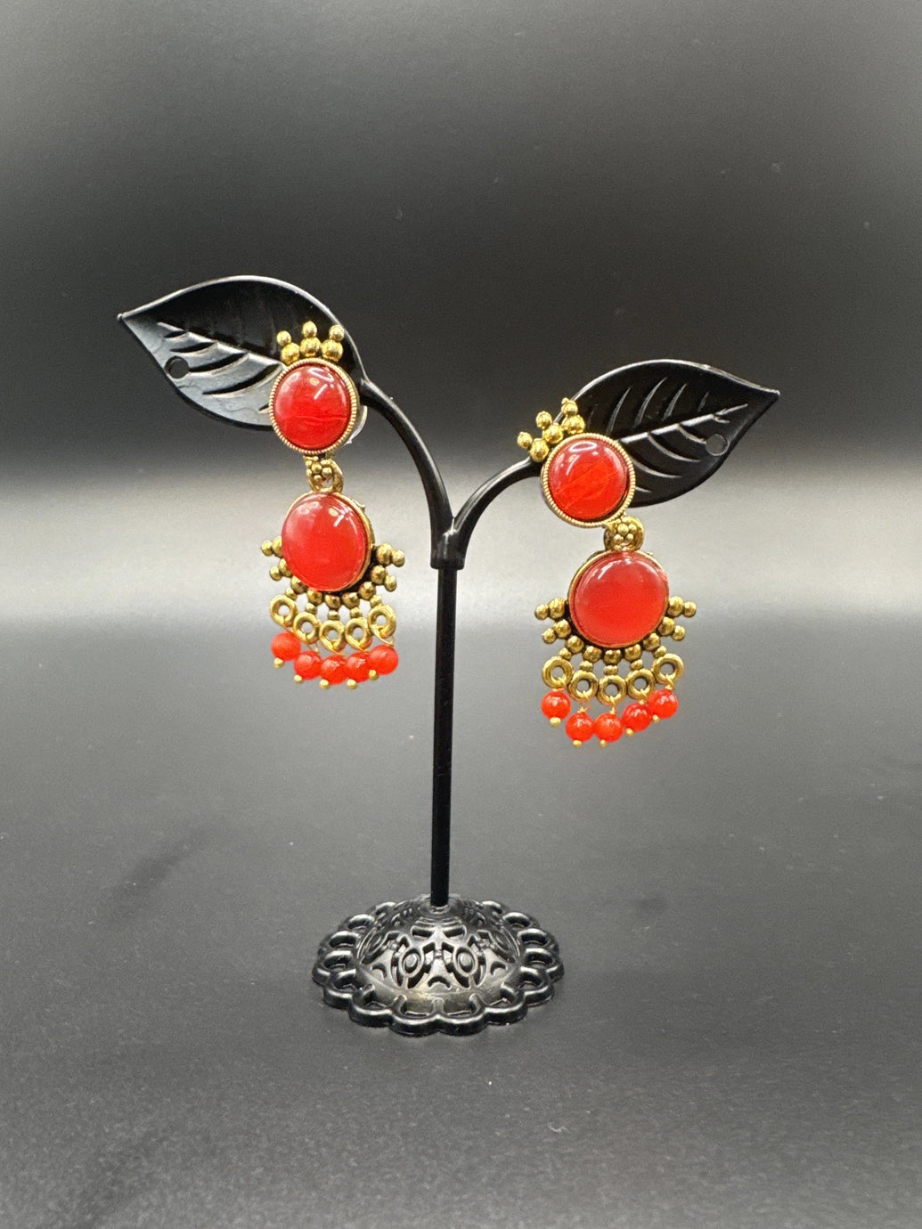 Gold-Tone Multicolor Beaded Ethnic Jhumka Dangler Earrings