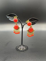 Gold-Tone Multicolor Beaded Ethnic Jhumka Dangler Earrings Jewelry JCS Fashions Red 1.75 inch