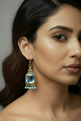 Antique Gold-Tone Arch Drop Earrings with Bead Fringe-Multiple Colours