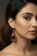 Antique Gold-Tone Arch Drop Earrings with Bead Fringe-Multiple Colours