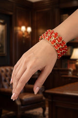 Red, Pista Green & Light Pink Gold-Plated Beaded Bangles for Women - Traditional Ethnic Wear - Red
