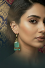 Antique Gold-Tone Arch Drop Earrings with Bead Fringe-Multiple Colours