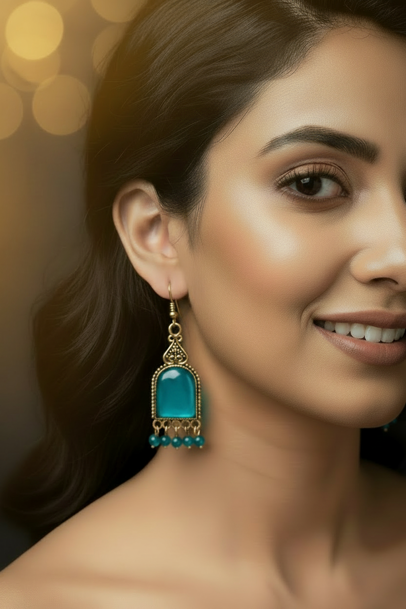 Antique Gold-Tone Arch Drop Earrings with Bead Fringe-Multiple Colours