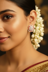 Round Sparkling Crystal Stud Earrings for Women - 0.6 inch
