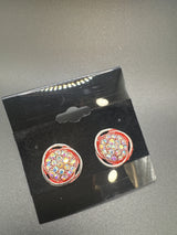 Round Sparkling Crystal Stud Earrings for Women - 0.6 inch Jewelry JCS Fashions Red 0.6 inch