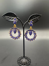 Gold-Tone Crystal Circular Drop Earrings – 1.75 inch Jewelry JCS Fashions Royal Blue 1.75 inch