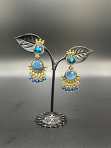Gold-Tone Multicolor Beaded Ethnic Jhumka Dangler Earrings Jewelry JCS Fashions Sea Blue 1.75 inch
