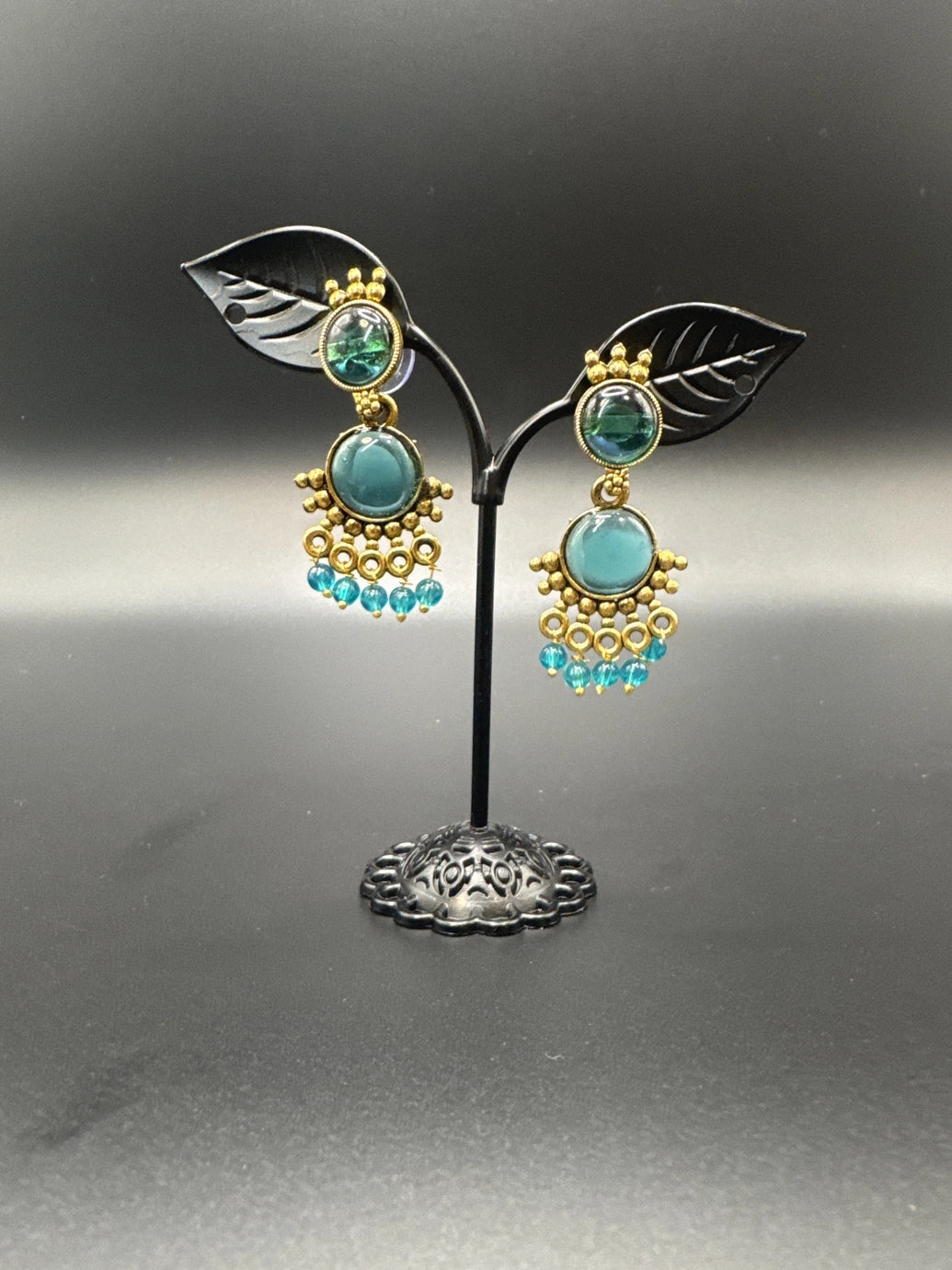 Gold-Tone Multicolor Beaded Ethnic Jhumka Dangler Earrings