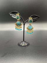 Gold-Tone Multicolor Beaded Ethnic Jhumka Dangler Earrings Jewelry JCS Fashions Sea Green 1.75 inch